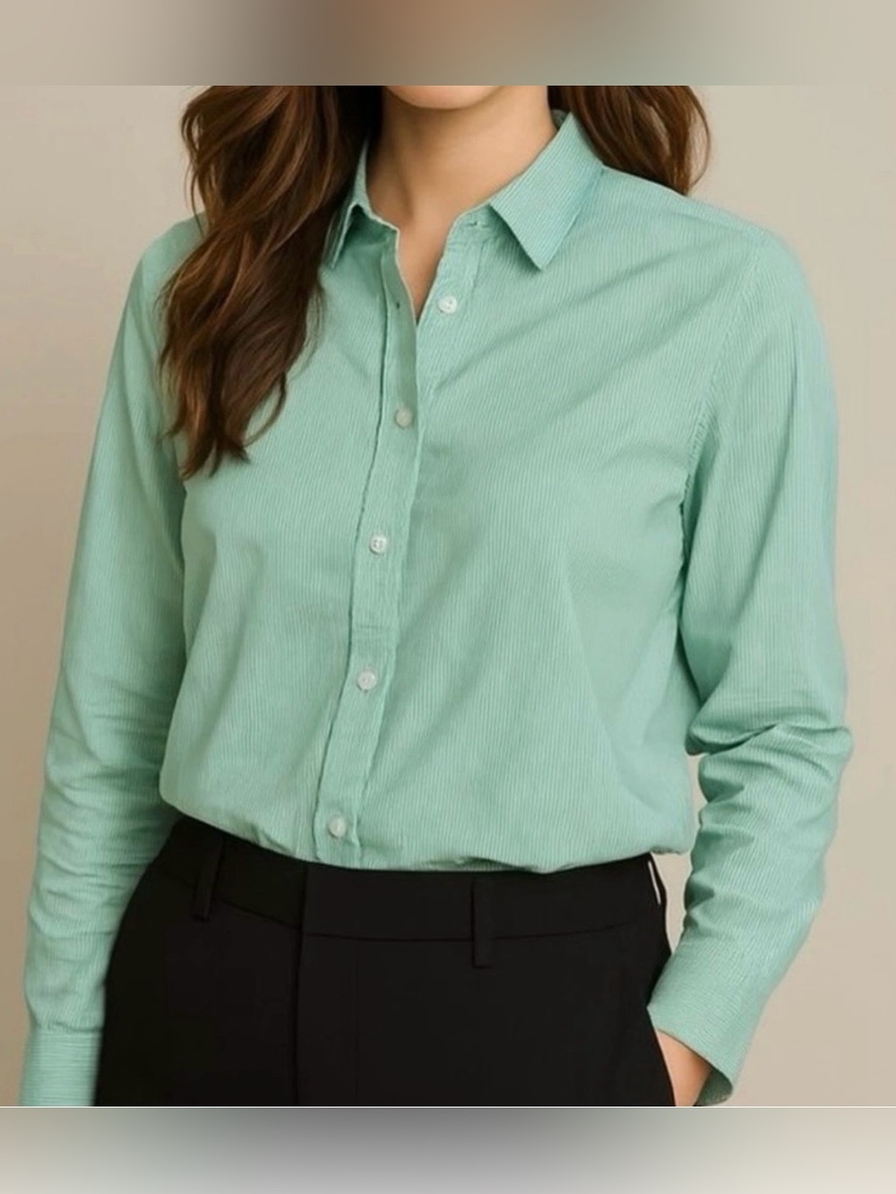 Everlane The Silky Cotton Relaxed Mint Green Striped Button Up Shirt Size 4
